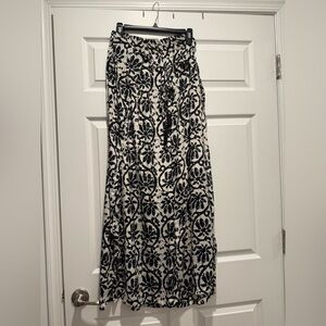 Paani Navy and White Flowy Beach Pants, Tassel Drawstring Women Size S